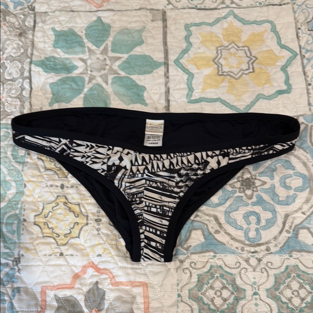 L*Space Black and White Geometric Bikini Bottom